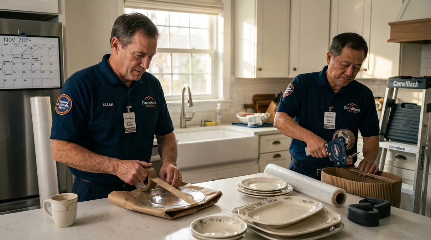 Professional crew packing kitchen dishware in Mount Ephraim, NJ